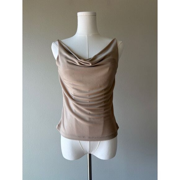 vintage 90s y2k cowl neckline beige top - Picture 2 of 7